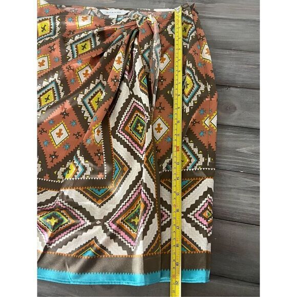 Boston Proper Desert Diamond Faux Wrap SW Sarong Mini Skirt Size 6 - Picture 8 of 9